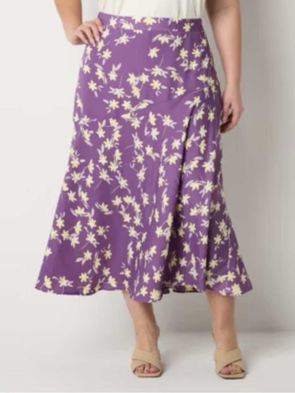 Liz Claiborne Ditsy Midi Skirt NWT Purple Floral Size 16